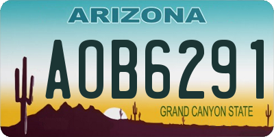 AZ license plate AOB6291