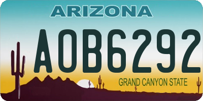 AZ license plate AOB6292