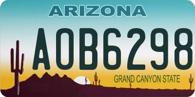 AZ license plate AOB6298