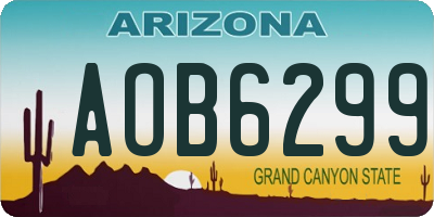 AZ license plate AOB6299