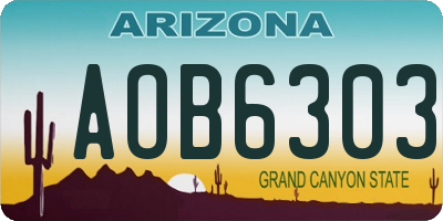 AZ license plate AOB6303