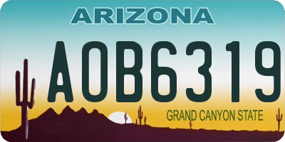 AZ license plate AOB6319