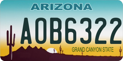 AZ license plate AOB6322