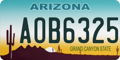 AZ license plate AOB6325
