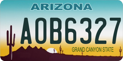 AZ license plate AOB6327