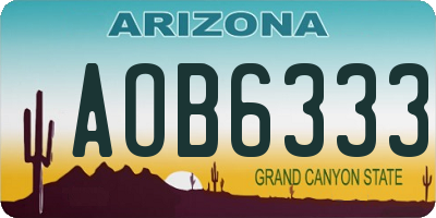 AZ license plate AOB6333