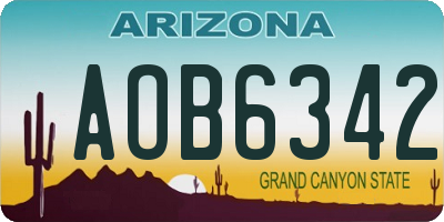 AZ license plate AOB6342