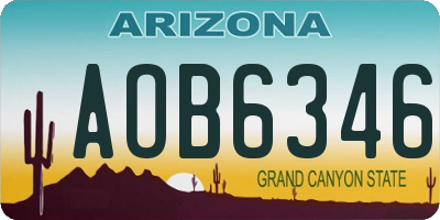 AZ license plate AOB6346