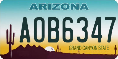 AZ license plate AOB6347