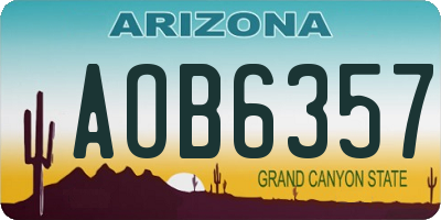 AZ license plate AOB6357