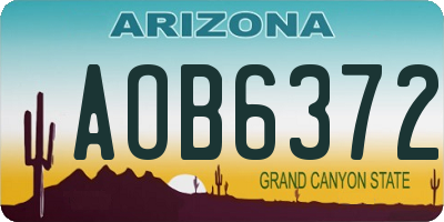 AZ license plate AOB6372