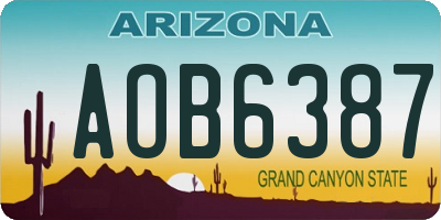 AZ license plate AOB6387