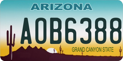 AZ license plate AOB6388