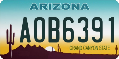 AZ license plate AOB6391