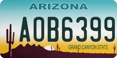 AZ license plate AOB6399