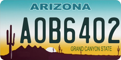 AZ license plate AOB6402