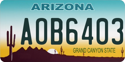 AZ license plate AOB6403