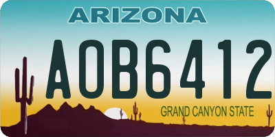 AZ license plate AOB6412