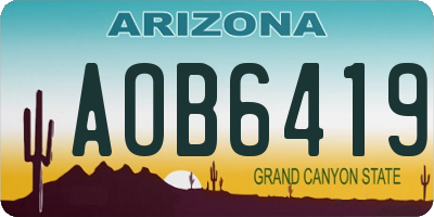 AZ license plate AOB6419