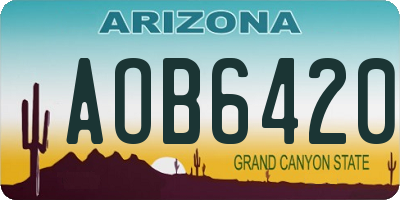 AZ license plate AOB6420