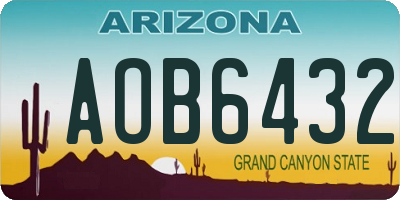 AZ license plate AOB6432