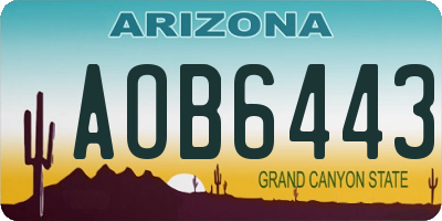 AZ license plate AOB6443