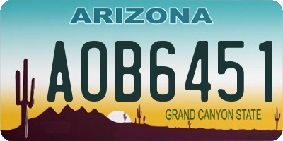 AZ license plate AOB6451