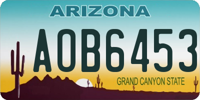 AZ license plate AOB6453