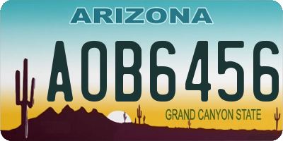 AZ license plate AOB6456