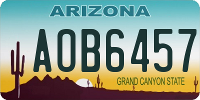 AZ license plate AOB6457