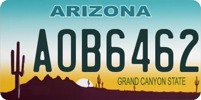 AZ license plate AOB6462