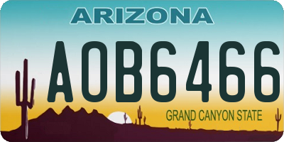 AZ license plate AOB6466