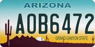 AZ license plate AOB6472