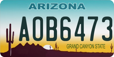 AZ license plate AOB6473