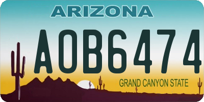 AZ license plate AOB6474