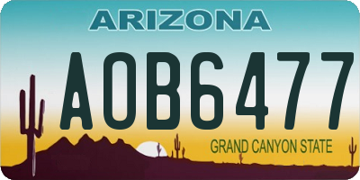 AZ license plate AOB6477