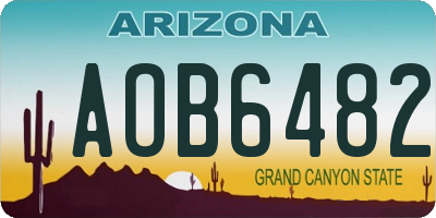 AZ license plate AOB6482