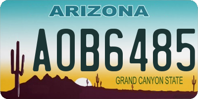 AZ license plate AOB6485