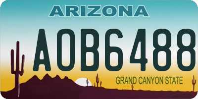 AZ license plate AOB6488