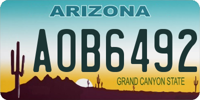 AZ license plate AOB6492