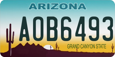 AZ license plate AOB6493