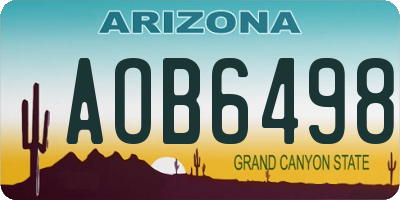 AZ license plate AOB6498