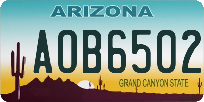 AZ license plate AOB6502