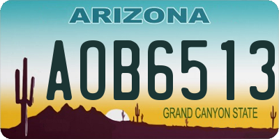 AZ license plate AOB6513
