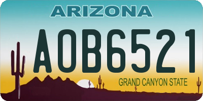 AZ license plate AOB6521