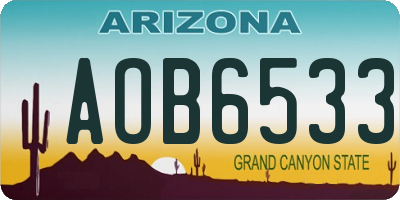 AZ license plate AOB6533