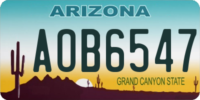 AZ license plate AOB6547
