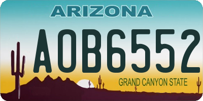 AZ license plate AOB6552