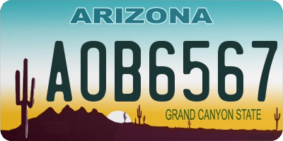 AZ license plate AOB6567