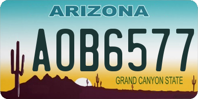 AZ license plate AOB6577